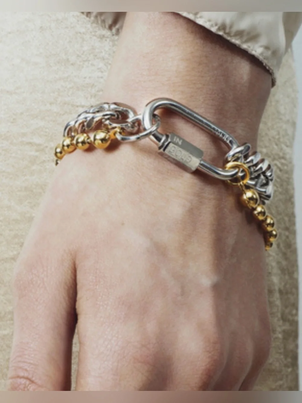 2-Tone Carabiner Double-Chain Bracelet by In Gold We Trust Paris